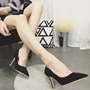 新款 显瘦气质时尚浅口百搭款绒裤尖头细跟高跟鞋单鞋女鞋工作鞋