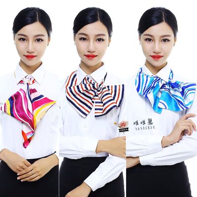 百变魔术丝巾银行空姐酒店前台正装工作制服夏职业装小方巾围巾女