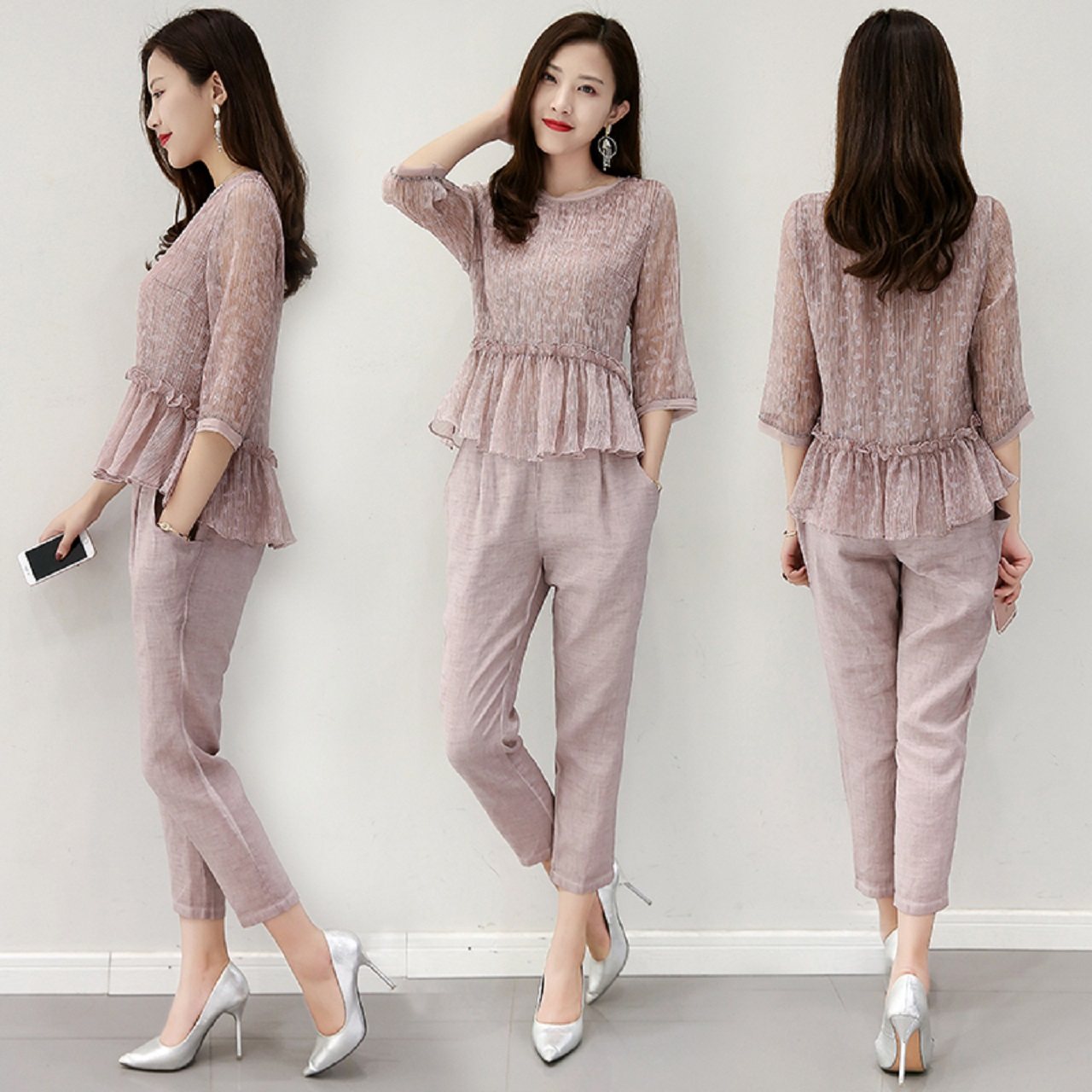 2017夏装新款气质套装女时尚套装女装夏季短袖两件套女装潮