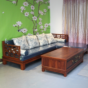 硕贝尔新中式刺猬紫檀转角沙发阅梨木万字沙发转角l组合