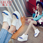 2016春季新款女鞋韩版内增高休闲厚底鞋坡跟高跟松糕鞋白色单鞋女