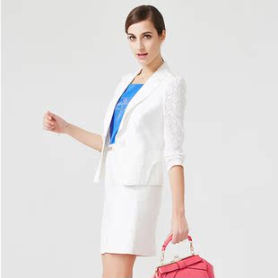 正品杉杉女士羊毛黑色条纹商务修身免烫正装上班女西服套装