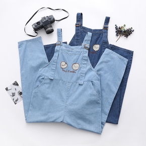 牛仔背带女式长裤
