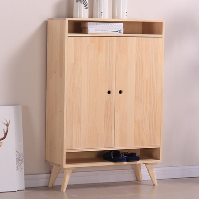 北欧实木鞋柜双开门松木鞋柜储物柜日式多层鞋柜整装发货包邮