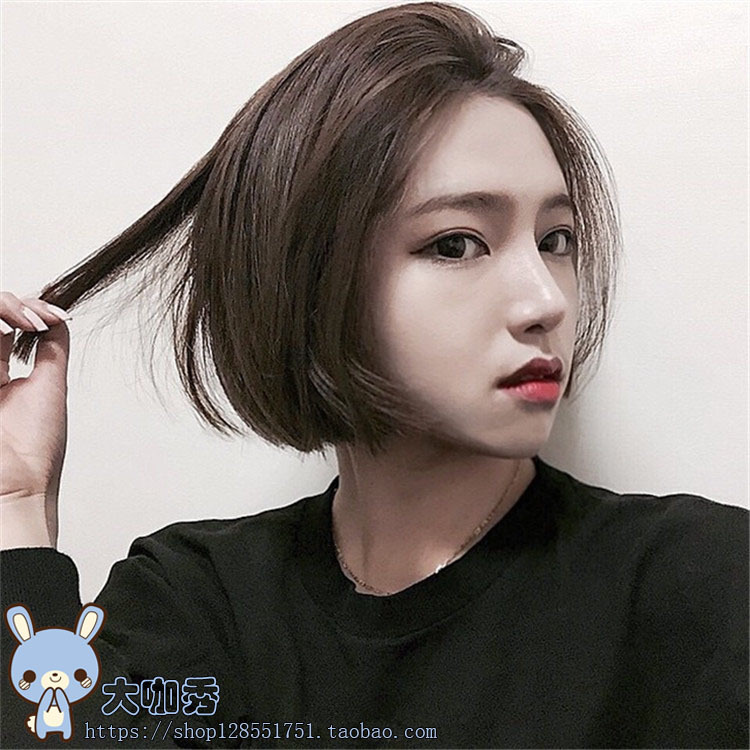 中分假发女短发 bobo头_韩国气质中分刘海假发女短发套学生波波头短