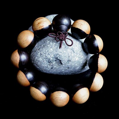 批发越南阴阳木佛珠手串 黑檀木20mm手链 开光辟邪 转运招财饰品