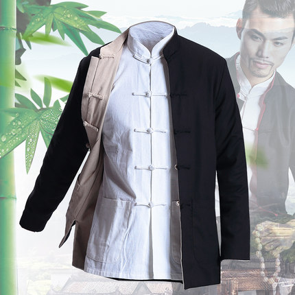 古代男装衣服薄款宽松刺绣改良汉服男复古唐装和服吴服半臂古风潮_7折