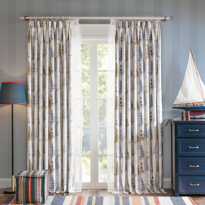 harbor house coastal 棉涤印花儿童窗帘面料 美式家纺 布艺定制