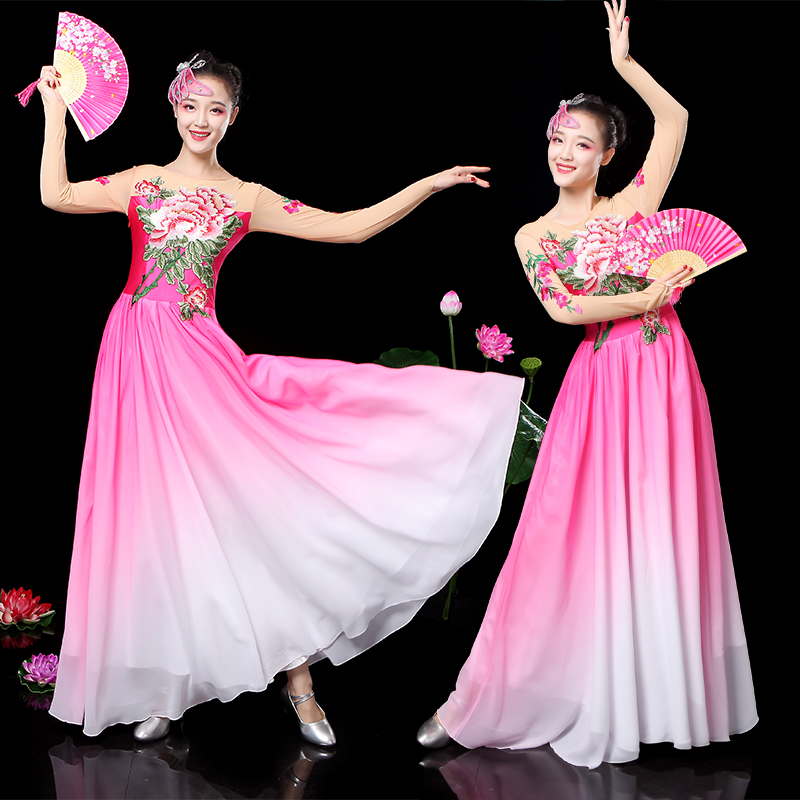 古典舞演出服现代舞蹈服装女开场舞大摆裙舞台表演歌伴舞长裙成人