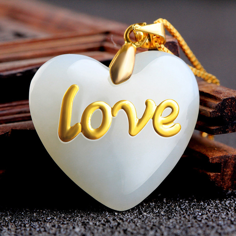 天然和田玉心形吊坠男女款玉石挂件玉坠玉佩