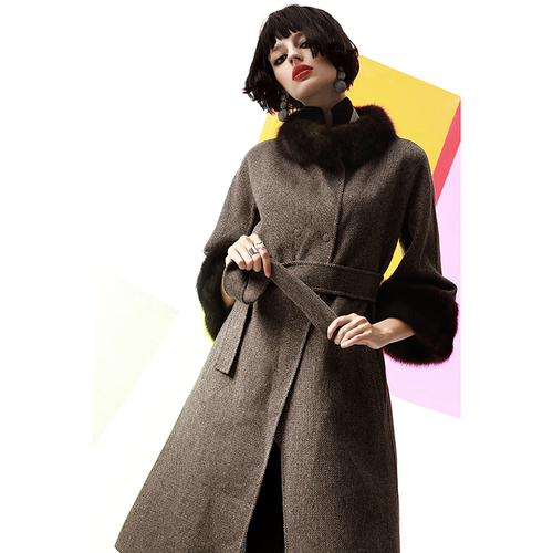 thelolo皮草进口俄罗斯紫貂loropiana纯羊绒典雅长款大衣ch146