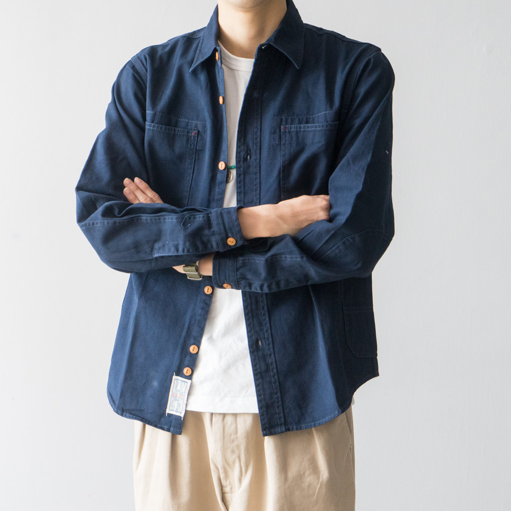 lab store 真正的工装衬衫 细珠纹帆布 日系多袋工装