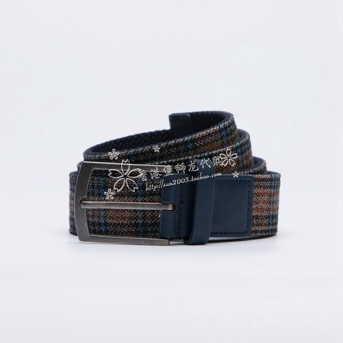 香港进口堡狮龙男装百搭针织格子皮带腰带 112209160