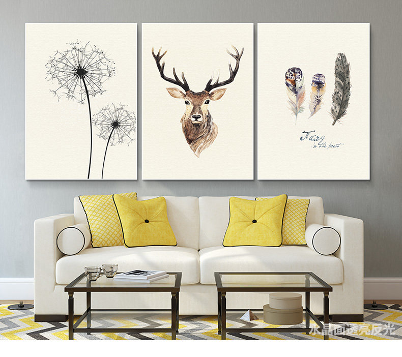 现代客厅装饰画卧室餐厅三联无框画沙发背景墙挂画壁画简约水晶画