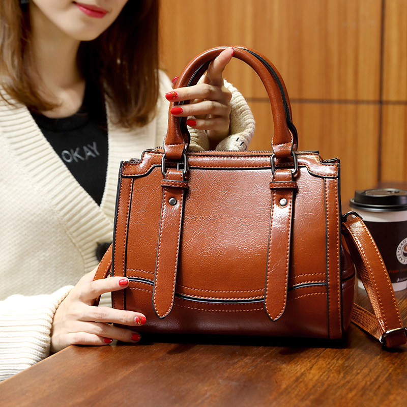大包包女2018新款时尚百搭大容量单肩斜挎包真皮女包牛皮手提包女