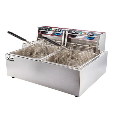 薯塔机电带漏油炸鸡炉温控器单杠控温篮油炸机 经济型 商用迷你
