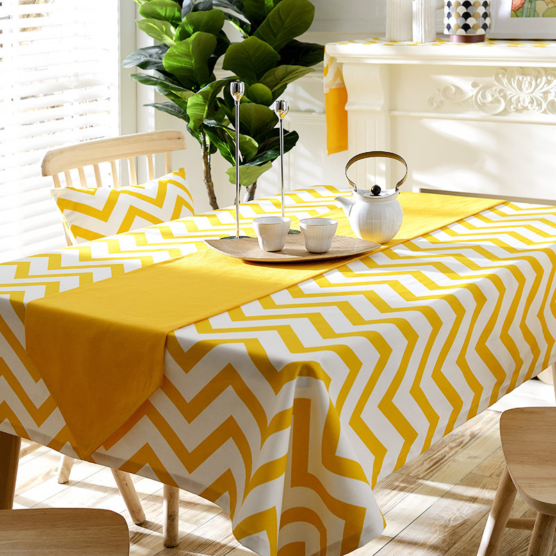 棉麻桌布布艺北欧地中海文艺简约现代条纹茶几盖布餐桌垫圆桌定制
