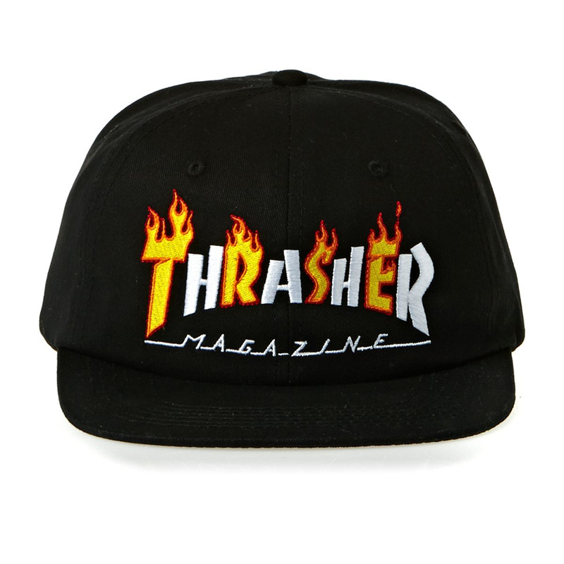 潮牌thrasher flame mag cap刺绣火焰logo ins爆款 情侣 棒球帽