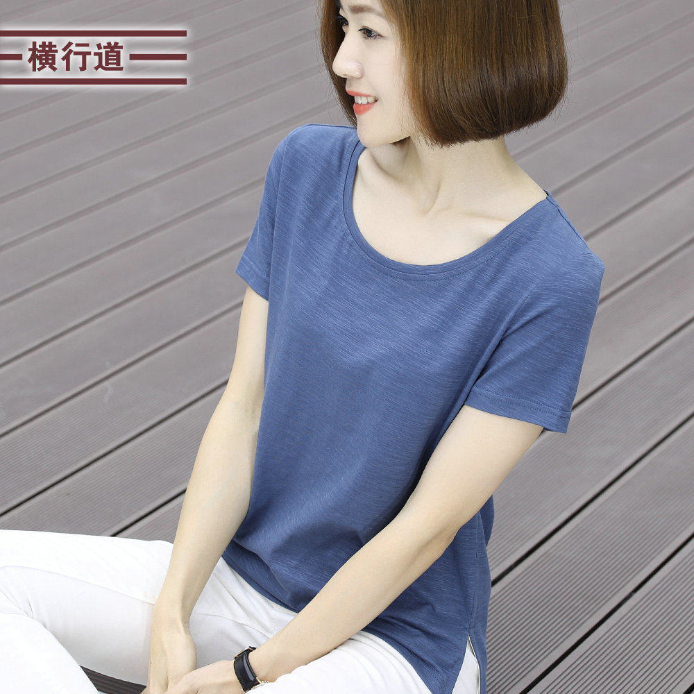 女装夏天短袖_全棉体桖女式短袖t恤纯棉丅恤女装妈妈夏天上衣服竹节棉