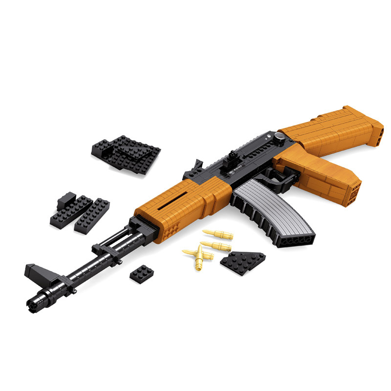 乐高积木 组装_兼容乐高奥斯尼拼装积木枪军事系列组装益智模型ak47