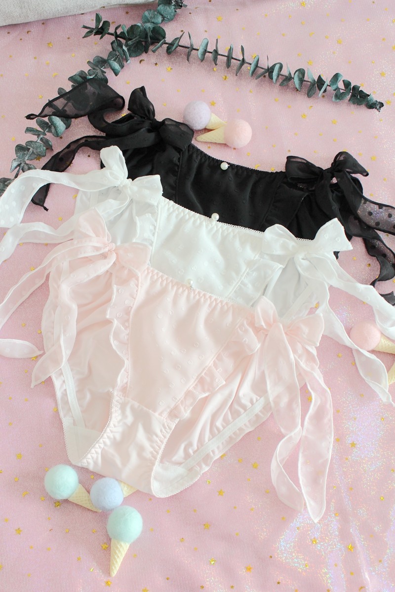 牛奶裤女_48n7系绳蝴蝶结小仙女内裤三角裤日系胖次二次元少女雪纺