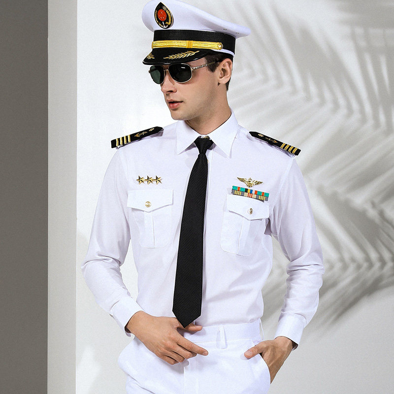 空少制服 男_夏季海军衬衫男短袖海军衬衣男航空公司制服空少制服衬衫