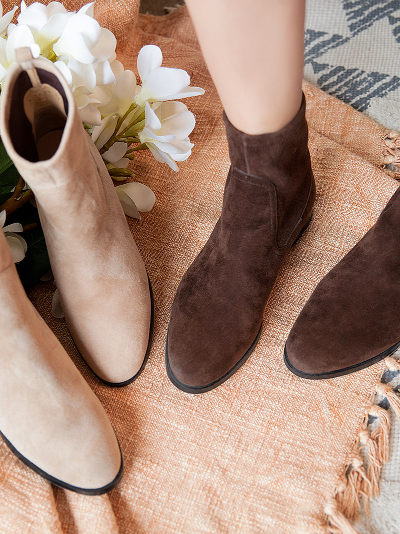 磨砂皮短靴女 平底