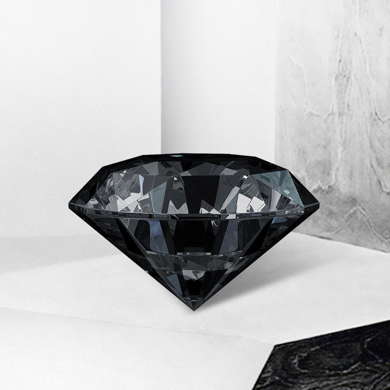 万伦珠宝 1克拉圆形黑色钻裸石 天然黑钻裸钻 定制戒指耳钉毛衣链