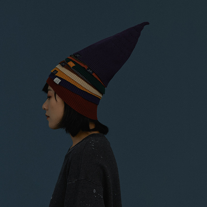 octopusme邮务支局原创秋季日系简约百搭毛线尖角帽子女针织帽