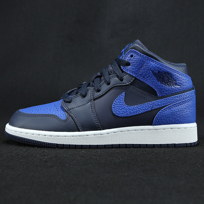 耐克air jordan   mid aj1乔1中帮黑蓝女子休闲