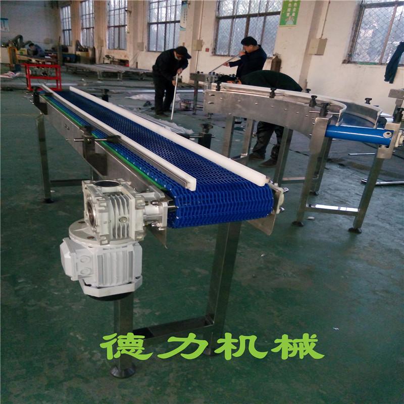 蓝色小型水平网带传送机输送带网带流水线网带输送机德力非标定做