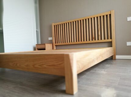 新中式日系北欧简约现代美国白蜡黑胡桃全实原木榫卯结构双人床_7折