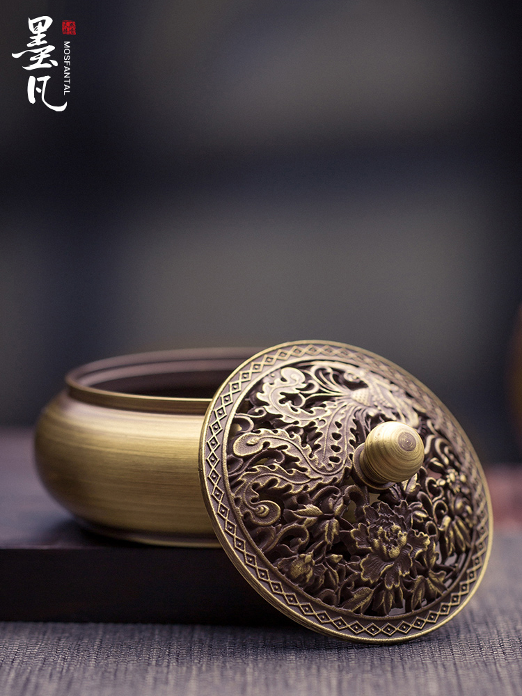 墨凡纯铜香炉家用室内盘香檀香炉净化空气茶道熏香香薰炉