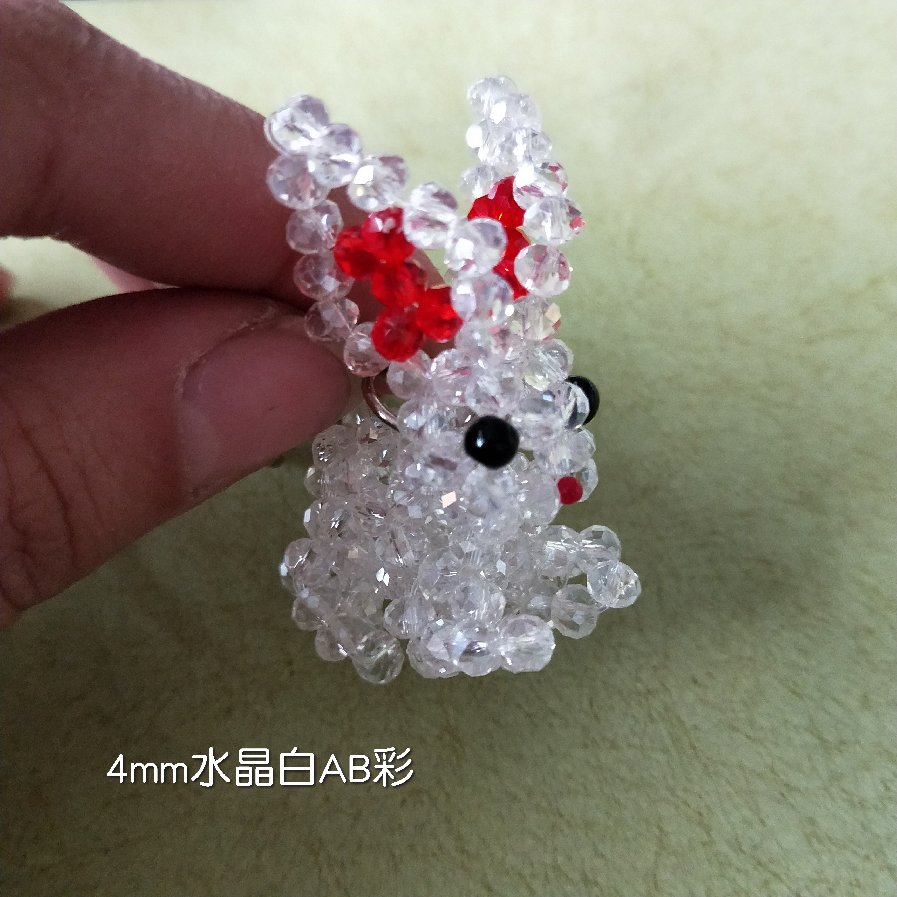 手工diy串珠十二生肖兔子材料包水晶兔 香槟兔包包配饰钥匙扣挂件