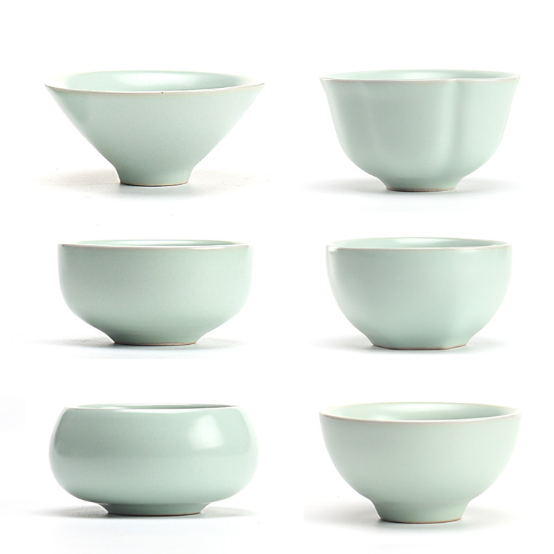 汝窑茶具 冰裂_尚器 汝窑茶杯 品茗杯茶具套装 龙泉青瓷 陶瓷冰裂斗笠