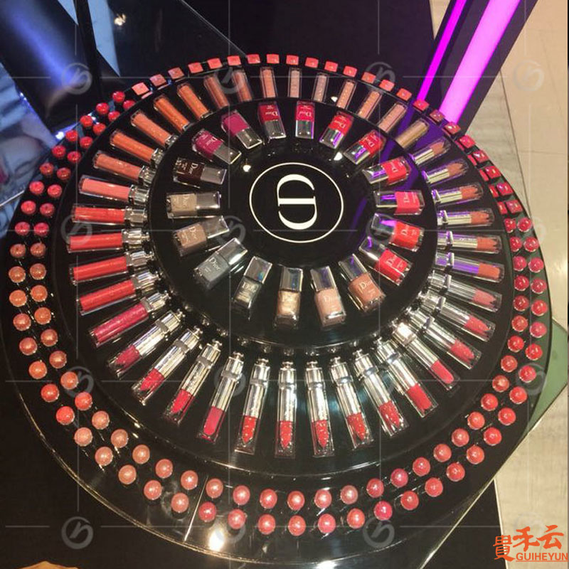 亚克力圆形旋转口红展示架陈列架美容院桌面摆放架商场专柜货柜