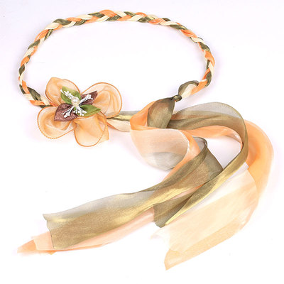 手工编制腰带女大花休闲装饰连衣裙丝带韩版丝绸打结蝴蝶结腰链新