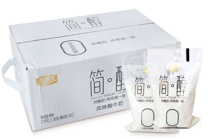 一折酸牛奶_君乐宝简醇无蔗糖酸奶网红小白袋透明袋牛奶180g*10袋/15