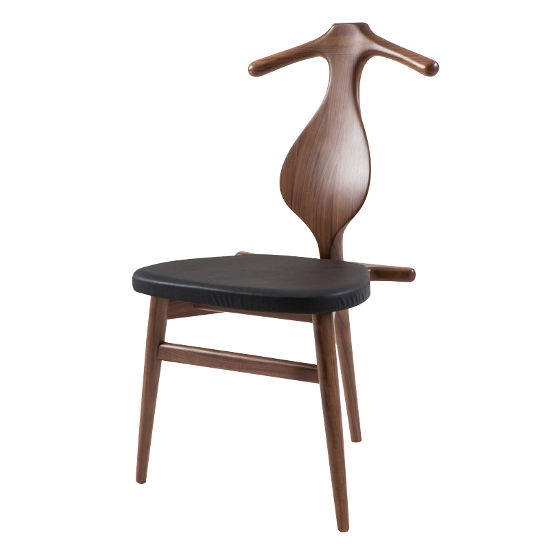 星威实木侍从椅餐椅个性创意欧式皇室复古木质椅子三脚榉木靠背椅