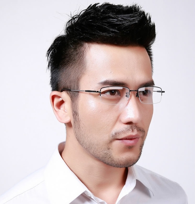 男 大脸_配眼镜近视镜男带散光有度数中年定制金属半框变色眼镜大脸