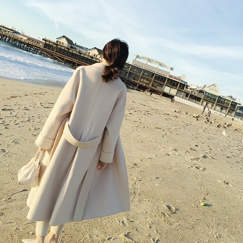 小宜定制yeswomen背影超美气质中长款廓型双面呢80羊毛手工大衣