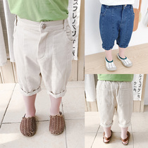 棉小班男童夏装2019新款韩版宝宝七分裤儿童薄款休闲短裤洋气童装