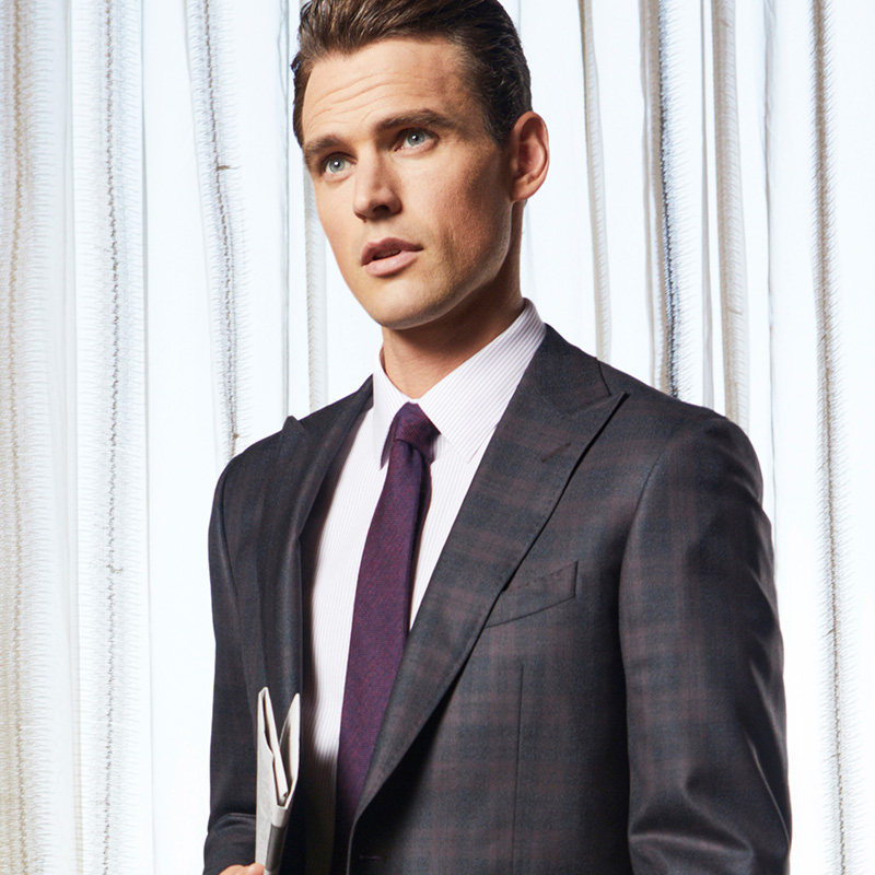 vicutu/威可多男士套西上衣 商务羊毛正装西服红黑格纹西装男装