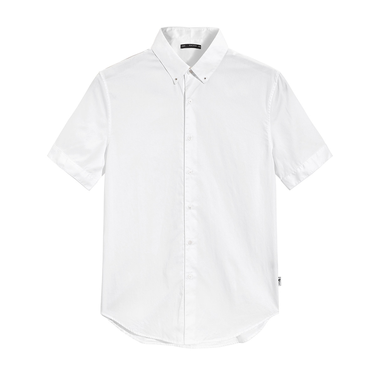 太平鸟男装 夏季新款时尚翻领休闲白色短袖衬衫