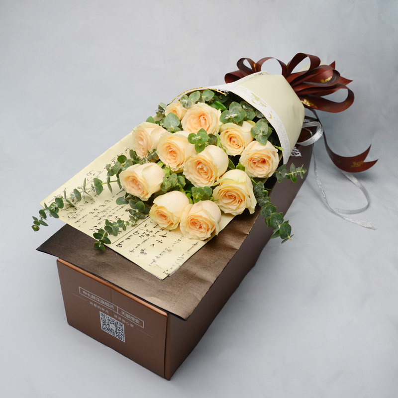 特价西安鲜花礼盒_广州生日鲜花速递同城11朵玫瑰花束礼盒上海西安