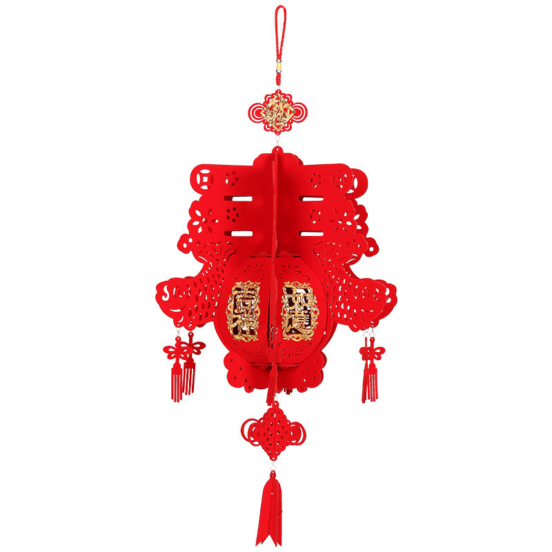 春节灯笼挂饰吉祥如意款植绒宫灯喜庆新年中式