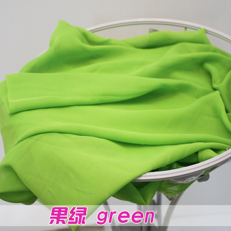 半米价 果绿色雪纺布料 乔其纱 仿真丝雪纺纱面料 裙子服装里衬布