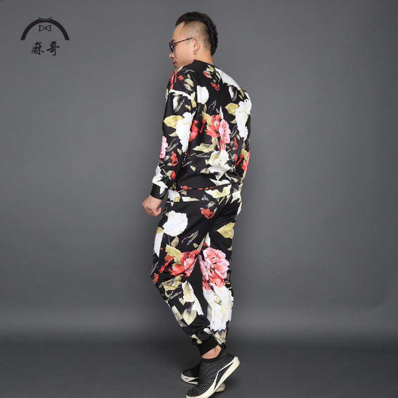 热销花衣服男套装冬季