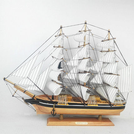 红木一帆风顺帆船摆件 实木工艺品130cm大号木船模型 风水木帆船_5折