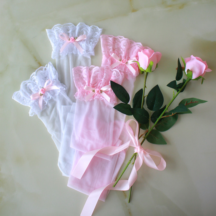 一折蝴蝶结丝袜_贰一仨 复古少女蕾丝花边 蔷薇玫瑰花朵蝴蝶结丝袜